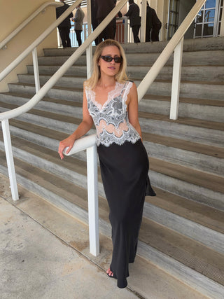 Visions Lace Dress - Black & White