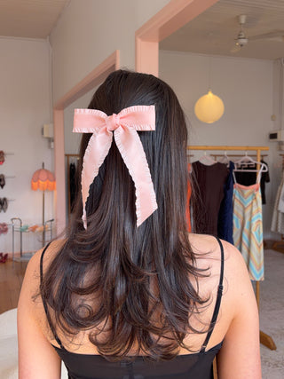 Pink Ribbon Bow Clip
