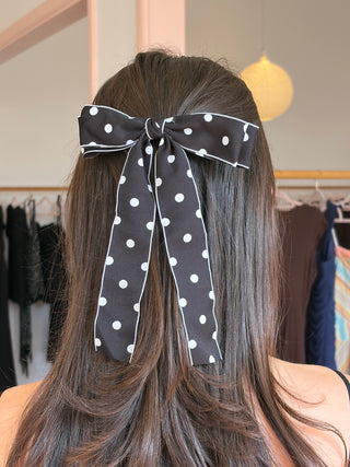 Black Polka Dot Bow Clip
