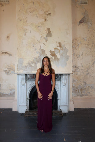 Vintage Noir Dress in Plum